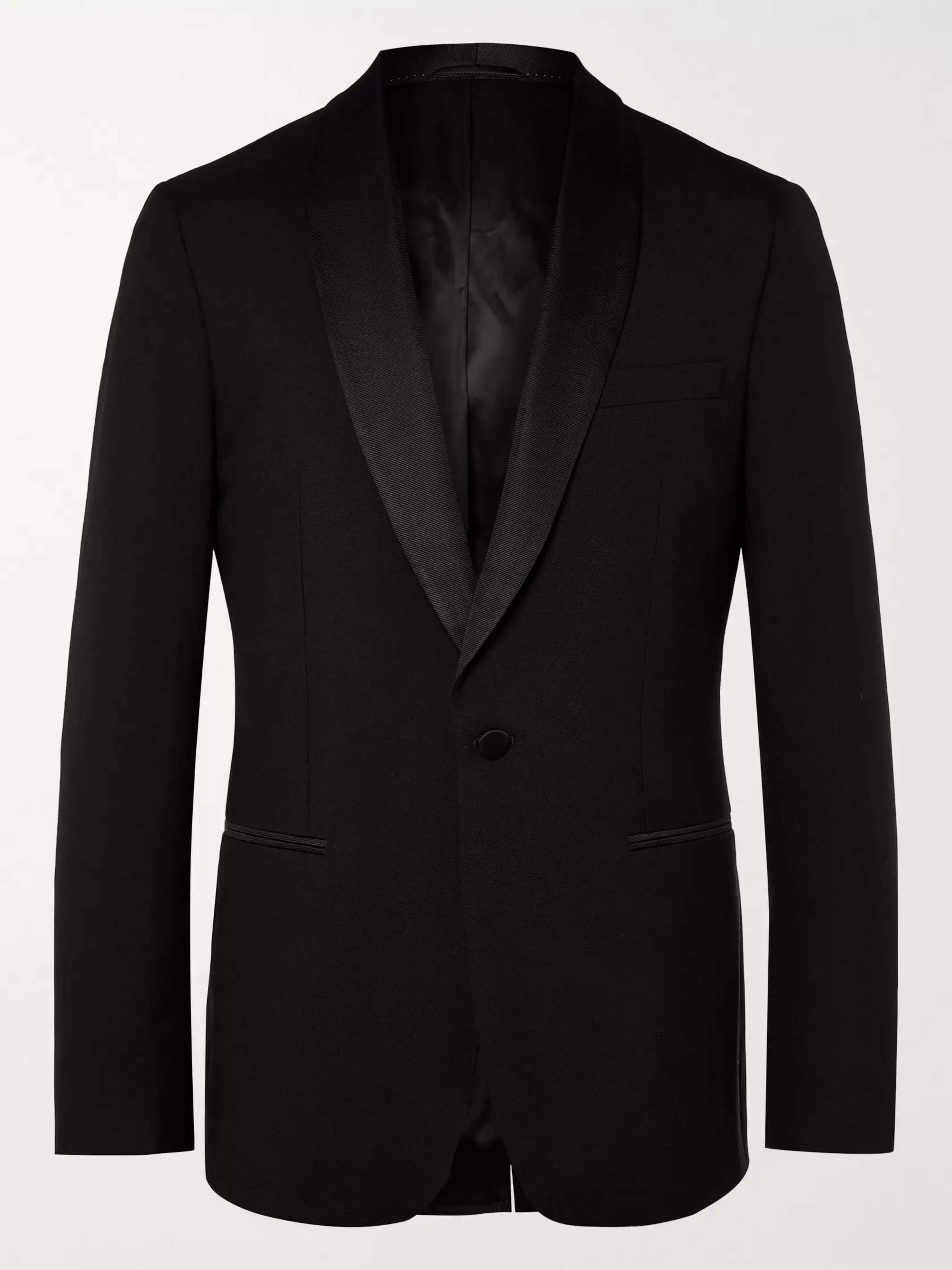MR P. Black Slim-Fit Shawl-Collar Faille-Trimmed Virgin Wool Tuxedo Jacket