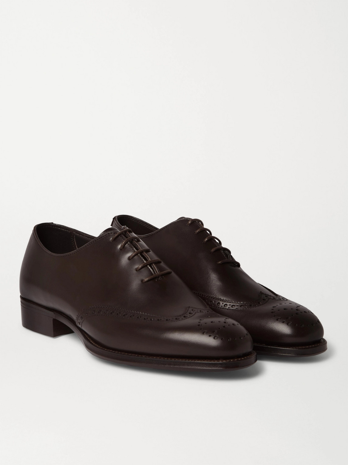 Kingsman George Cleverley Leather Brogues In Brown