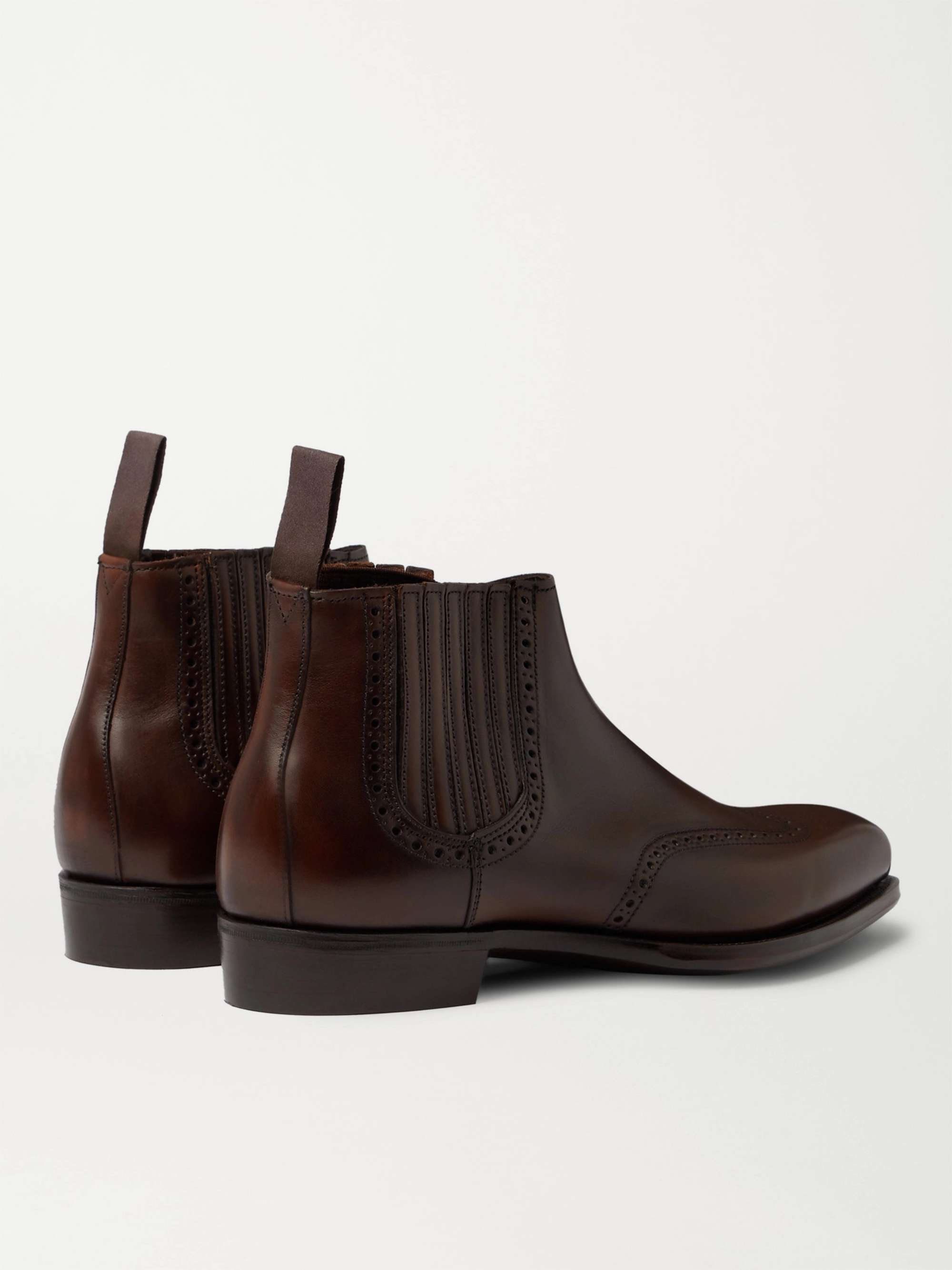 KINGSMAN + George Cleverley Veronique Leather Brogue Chelsea Boots