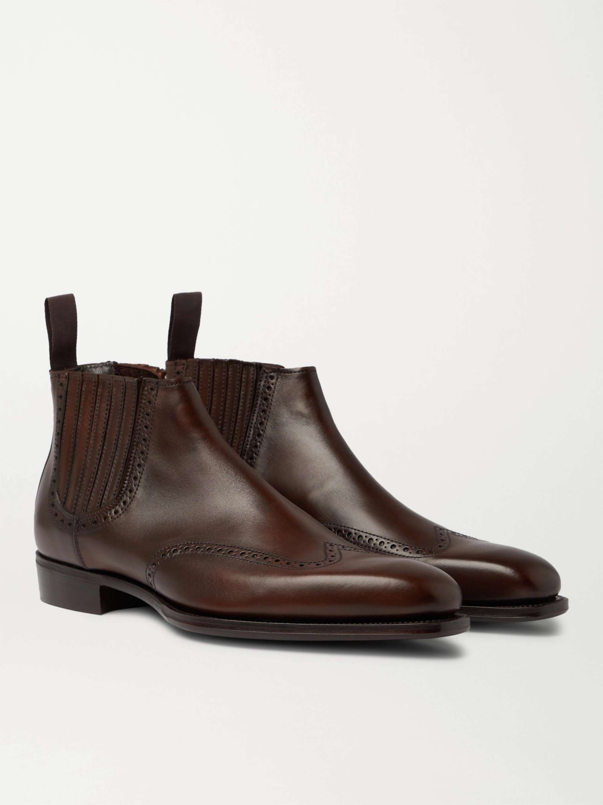 KINGSMAN + George Cleverley Veronique Leather Brogue Chelsea Boots