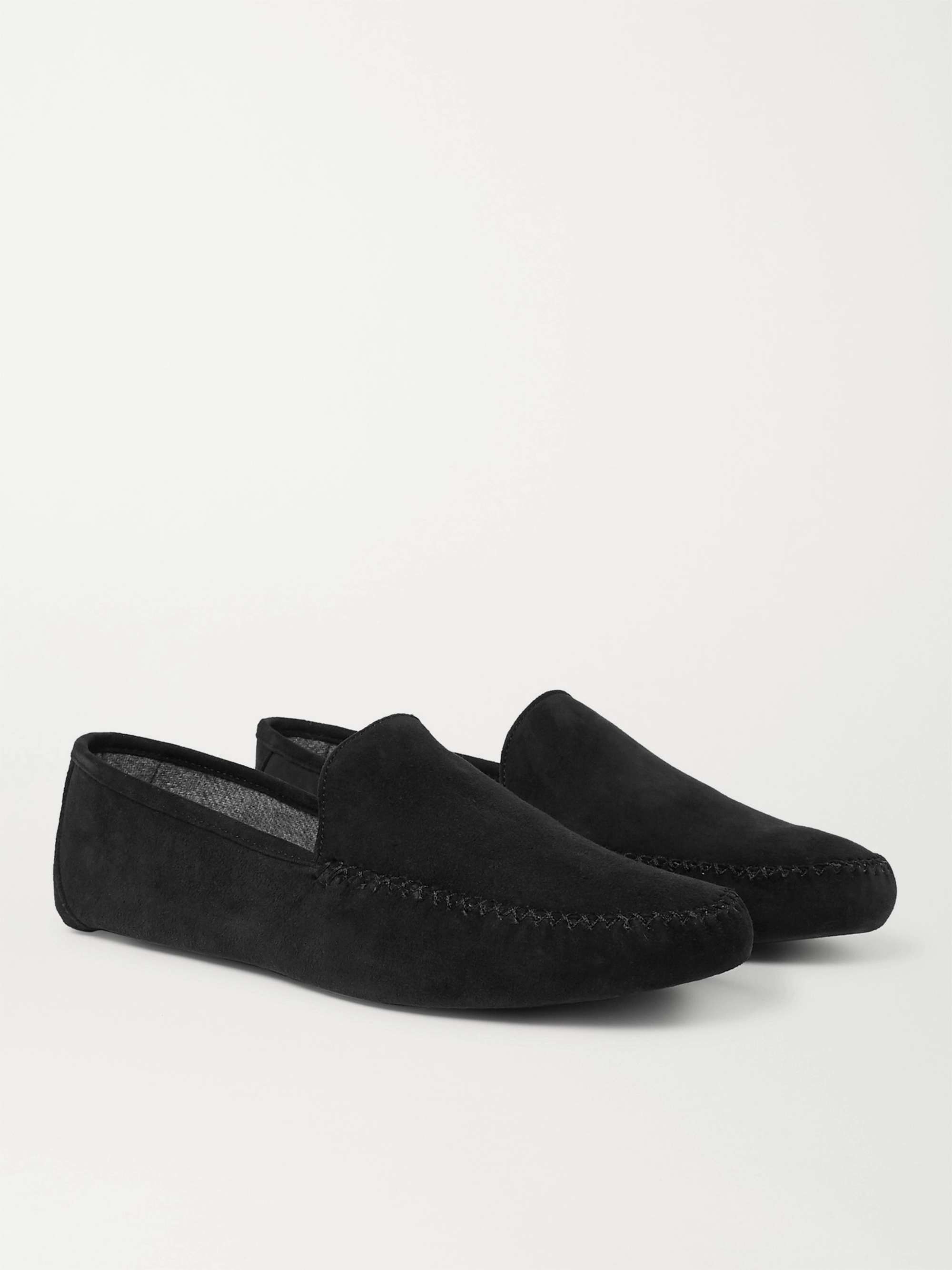 LORO PIANA Maurice Cashmere-Lined Suede Slippers