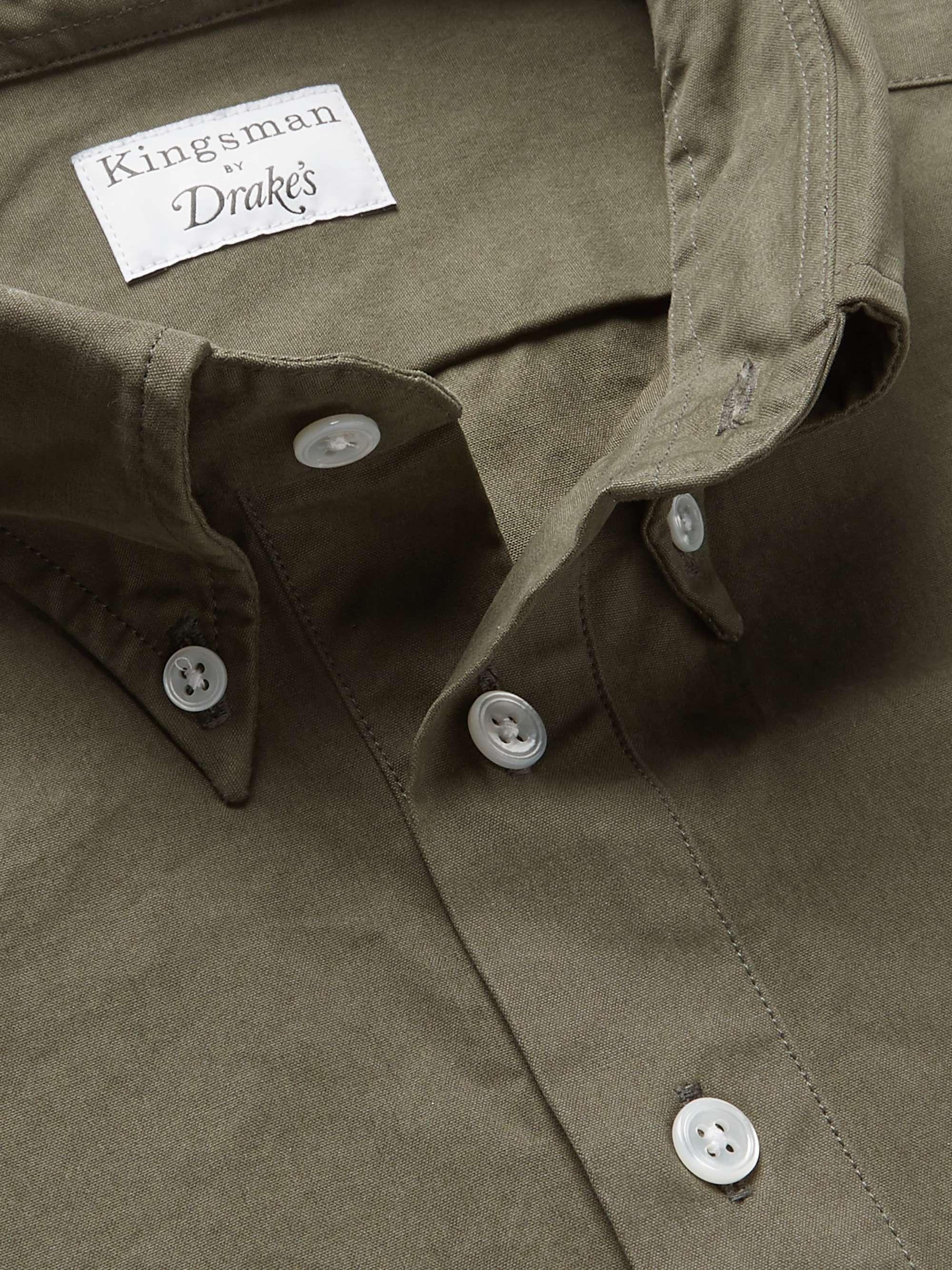 KINGSMAN Button-Down Collar Cotton Half-Placket Shirt