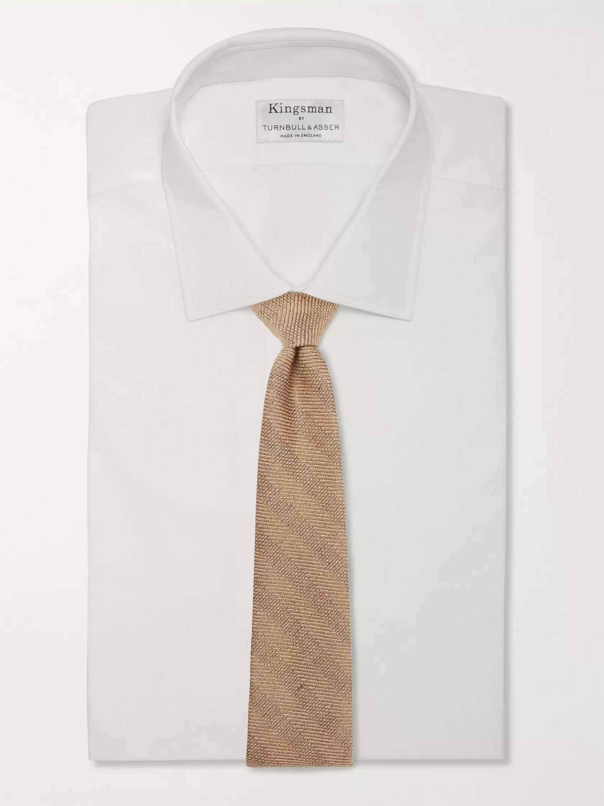 KINGSMAN + Drake's 8cm Striped Mélange Textured-Silk Tie