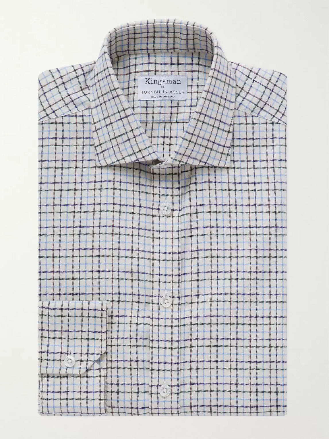 Kingsman Turnbull & Asser Slim-fit Cutaway-collar Checked Cotton-flannel Shirt In Multi