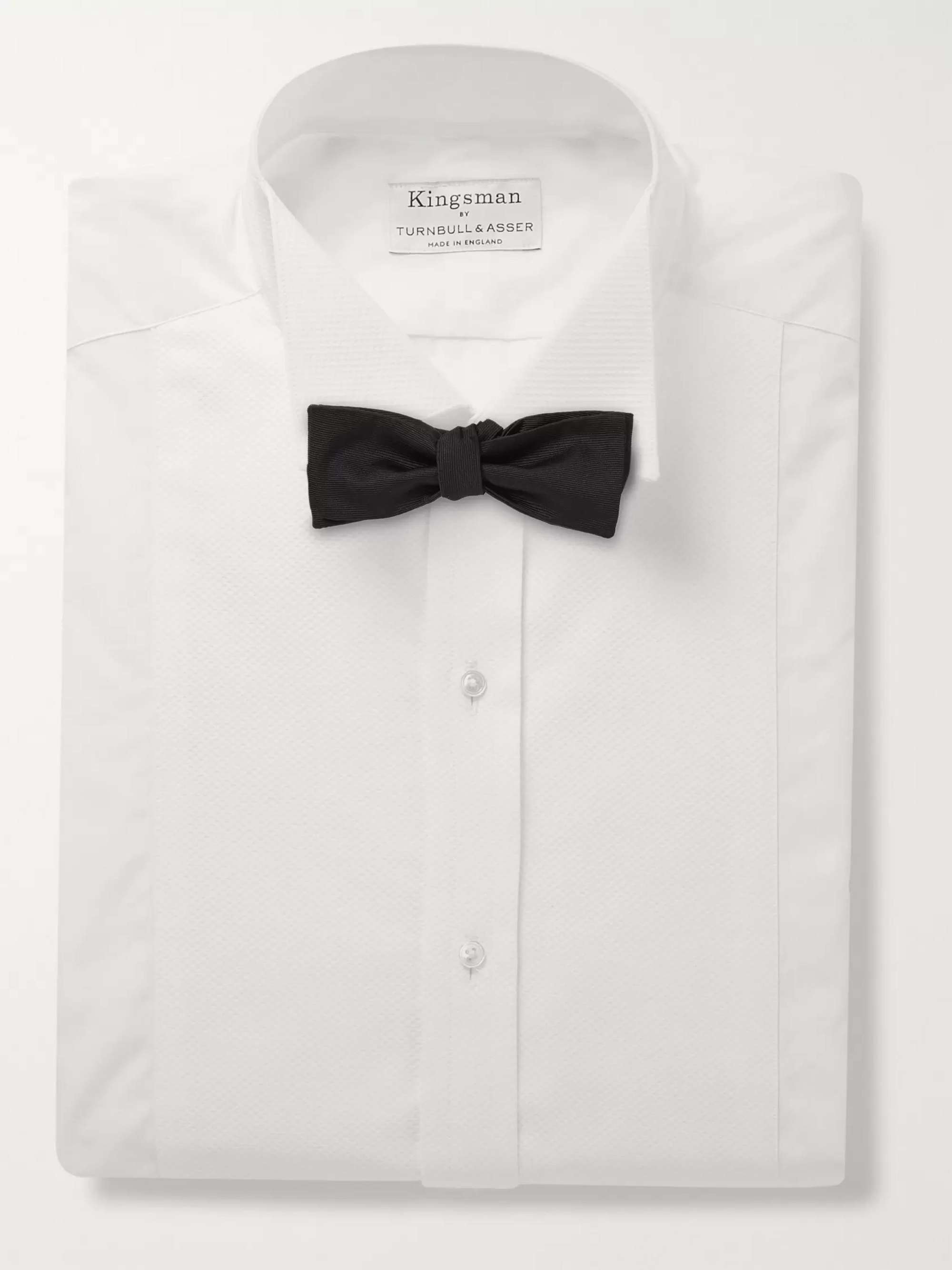 KINGSMAN + Turnbull & Asser Wing-Collar Piqué-Panelled Cotton Shirt