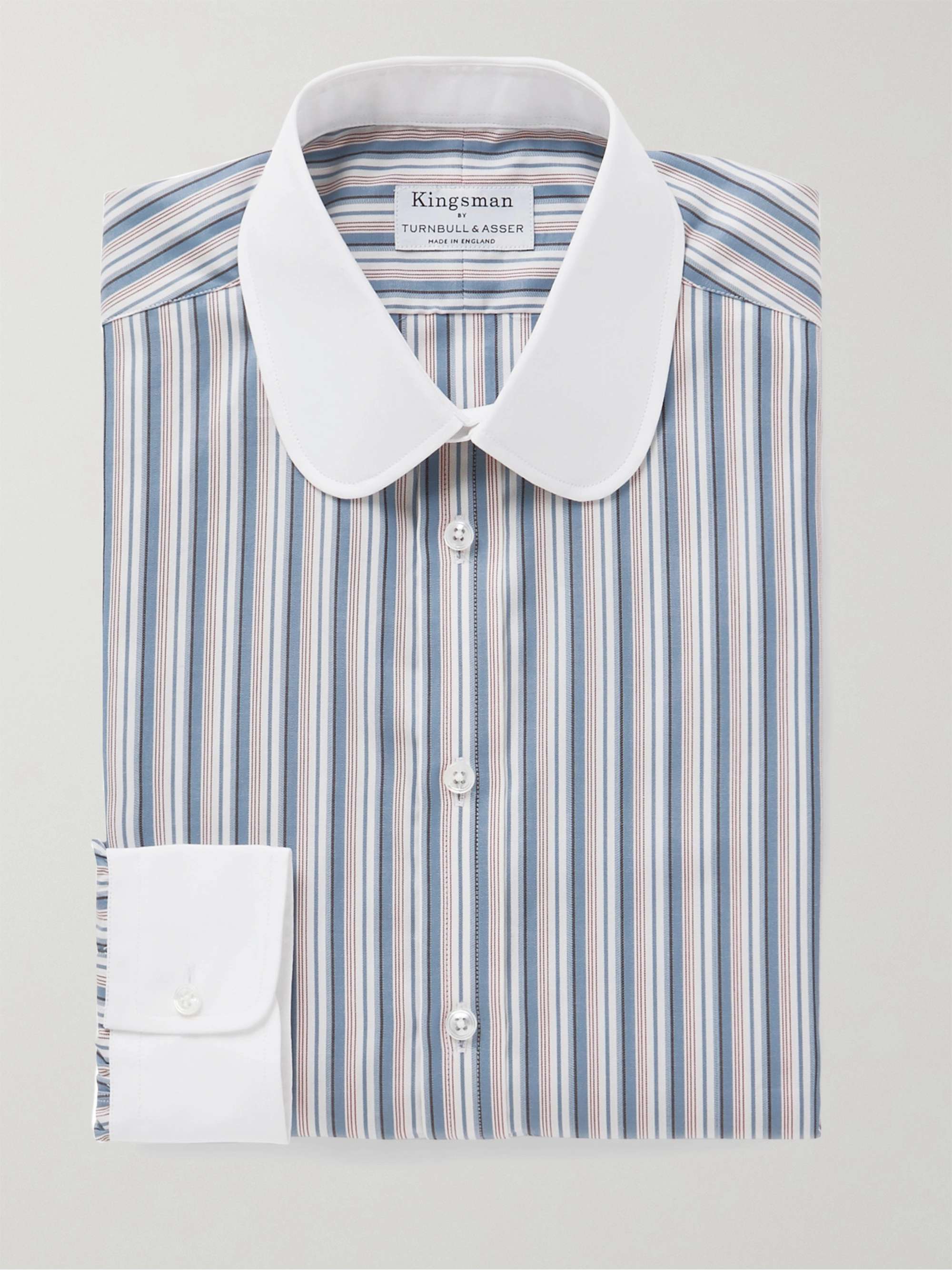 KINGSMAN + Turnbull & Asser Slim-Fit Penny-Collar Herringbone Cotton Shirt
