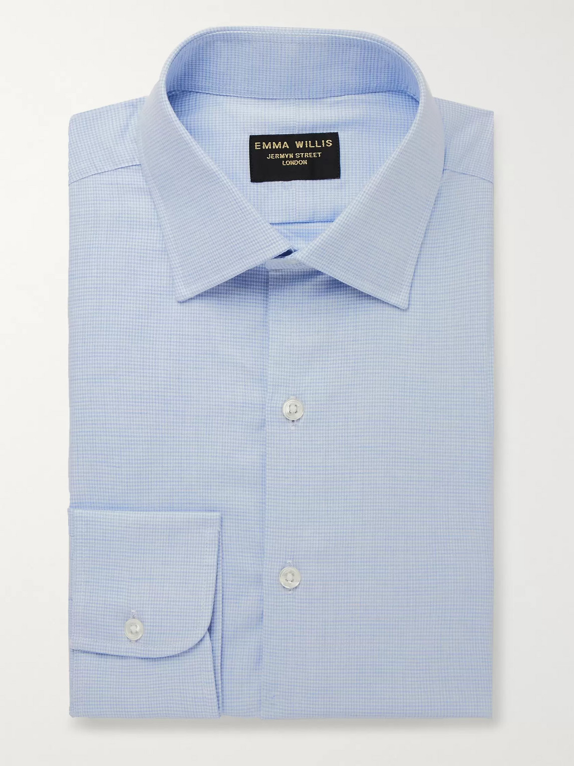 Emma Willis Light-blue Puppytooth Cotton Shirt