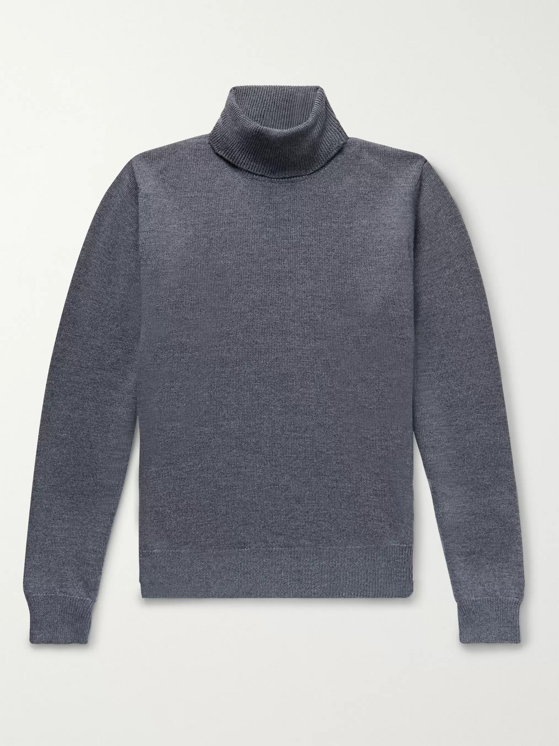Saman Amel Mélange Merino Wool Rollneck Sweater In Gray