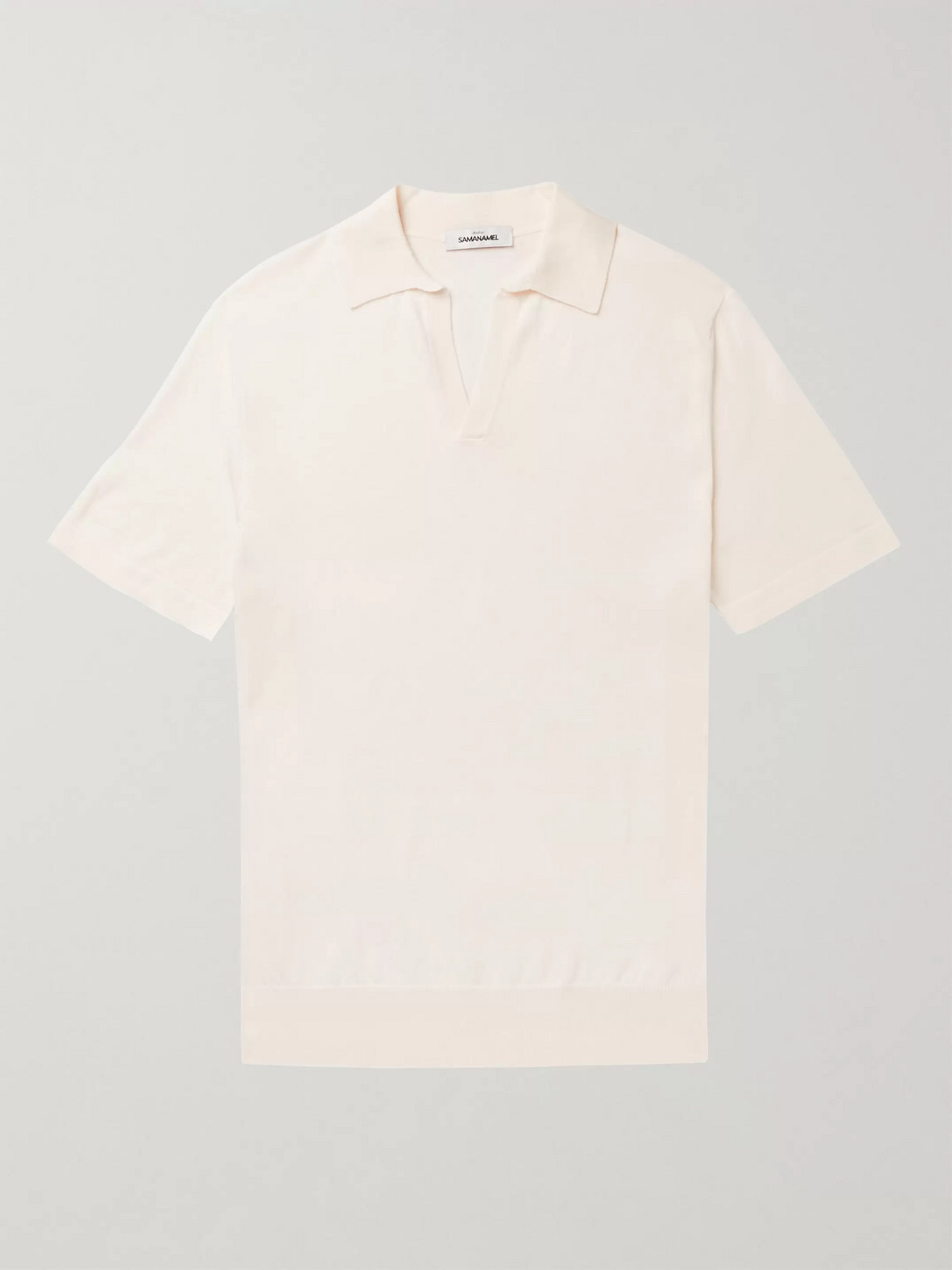 Saman Amel Mercerised Cotton And Silk-blend Polo Shirt In Neutrals