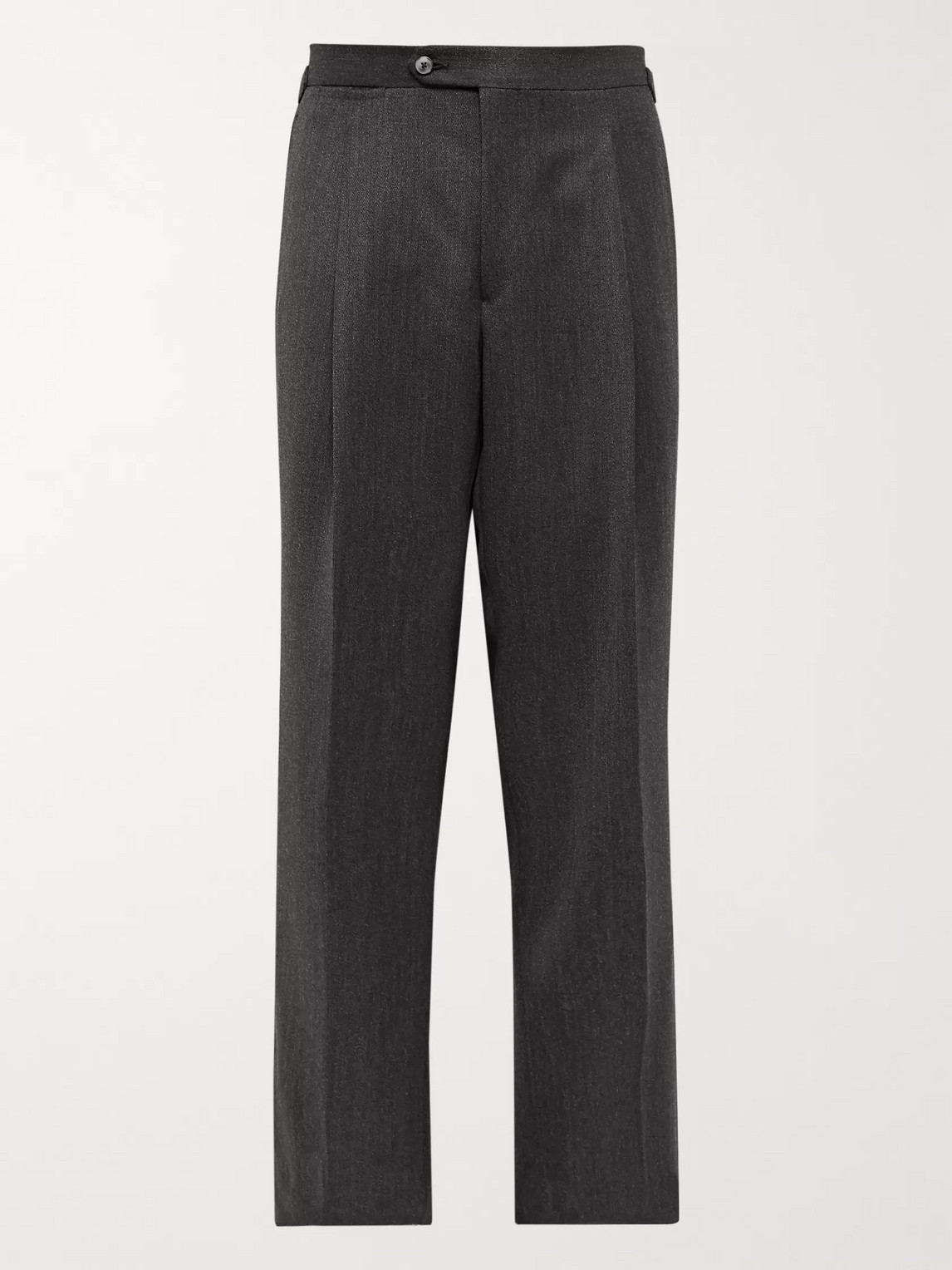 Saman Amel Charcoal Wide-leg Pleated Mélange Wool-twill Trousers In Gray