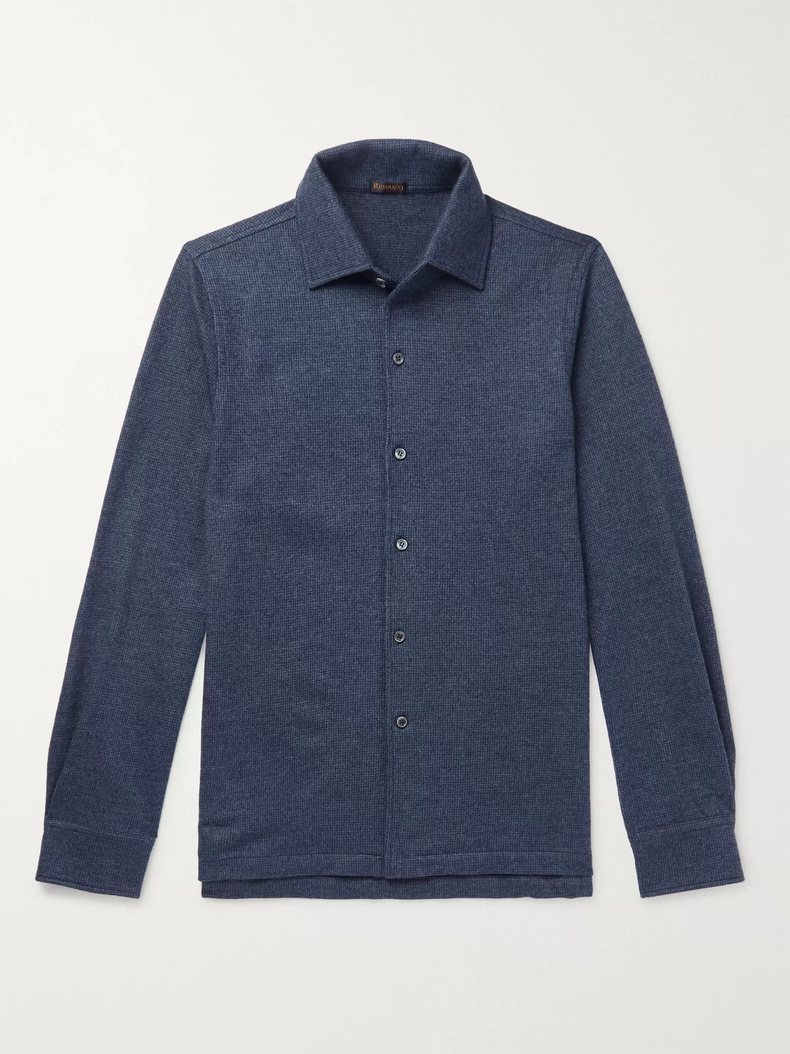 Rubinacci Slim-fit Puppytooth Cashmere Shirt In Blue