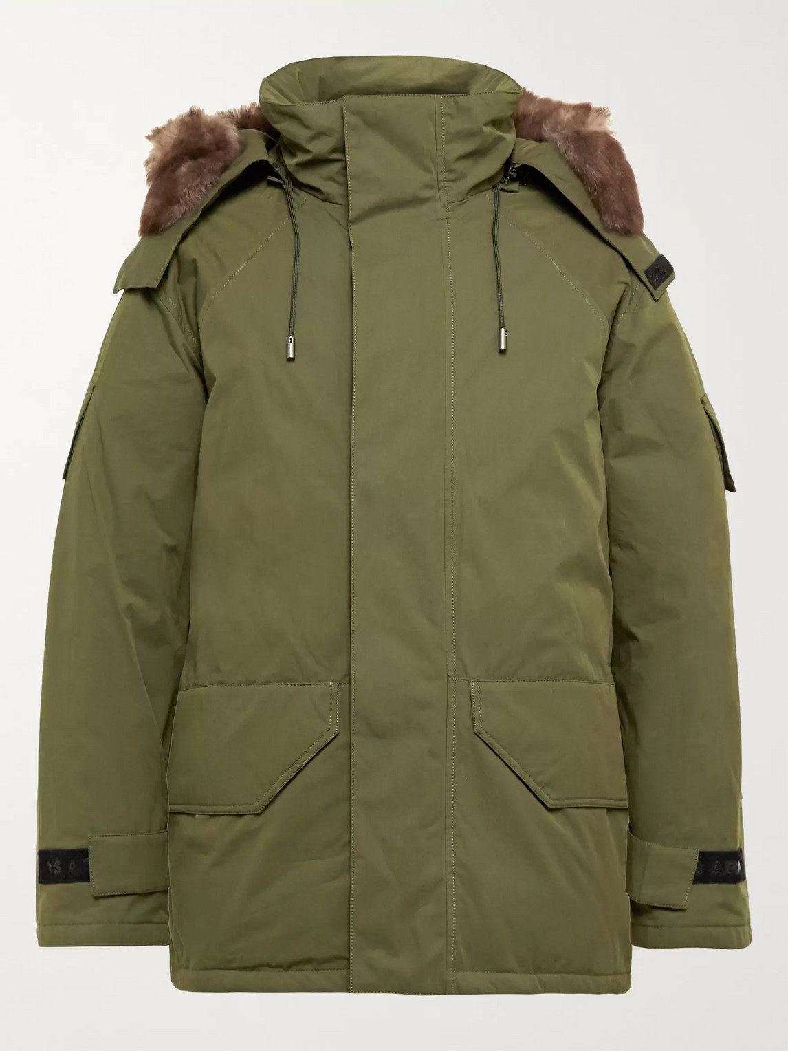YVES SALOMON SHEARLING-TRIMMED COTTON-BLEND TWILL HOODED DOWN PARKA
