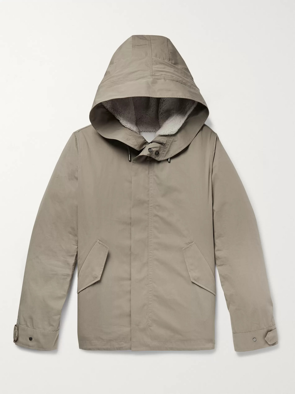 Yves Salomon Cotton-blend Hooded Down Parka With Detachable Shearling And Satin Lining In Brown