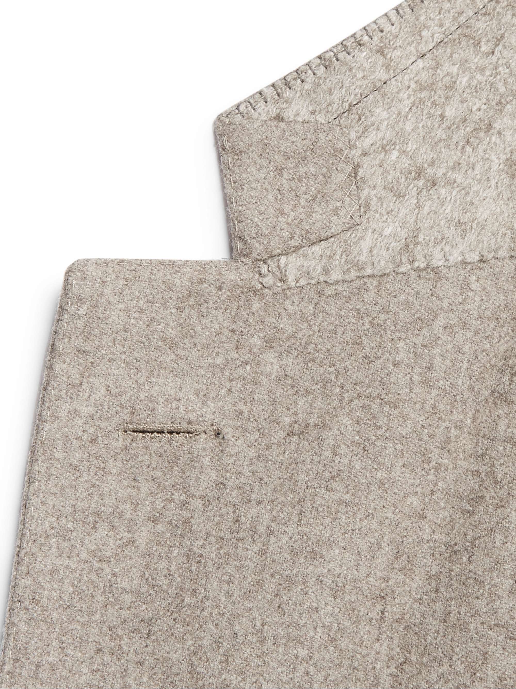 SAMAN AMEL Beige Unstructured Mélange Wool Suit Jacket