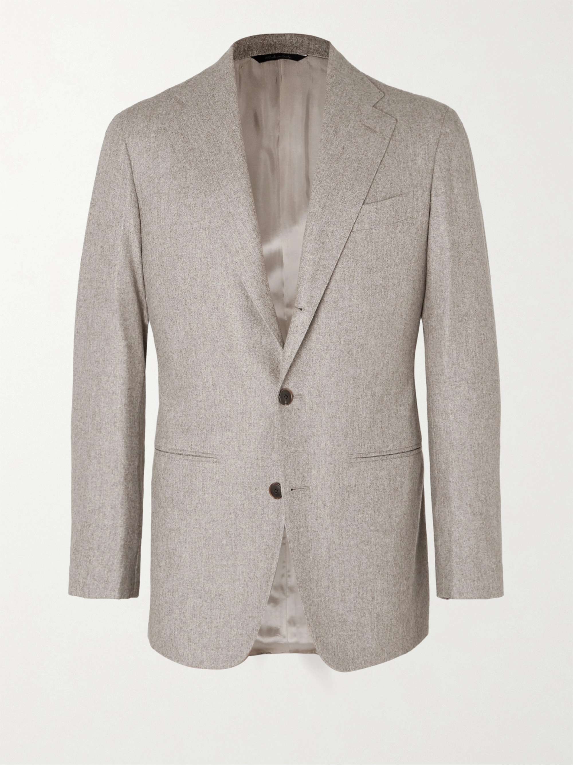 SAMAN AMEL Beige Unstructured Mélange Wool Suit Jacket