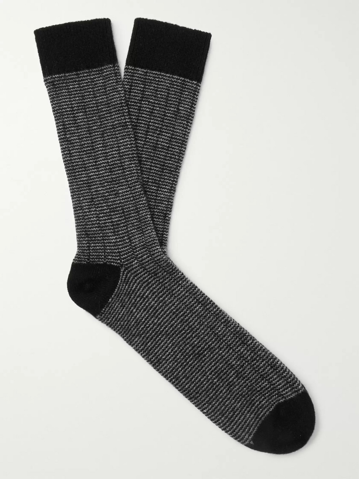 William Lockie Striped Cashmere-blend Socks In Black