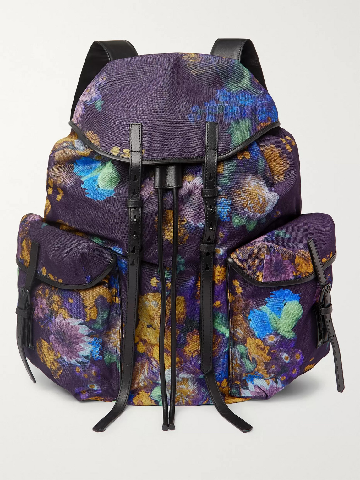 Reorganize Amazing Abandoned Dries Van Noten Leather-trimmed Printed Canvas Backpack In Multi | ModeSens
