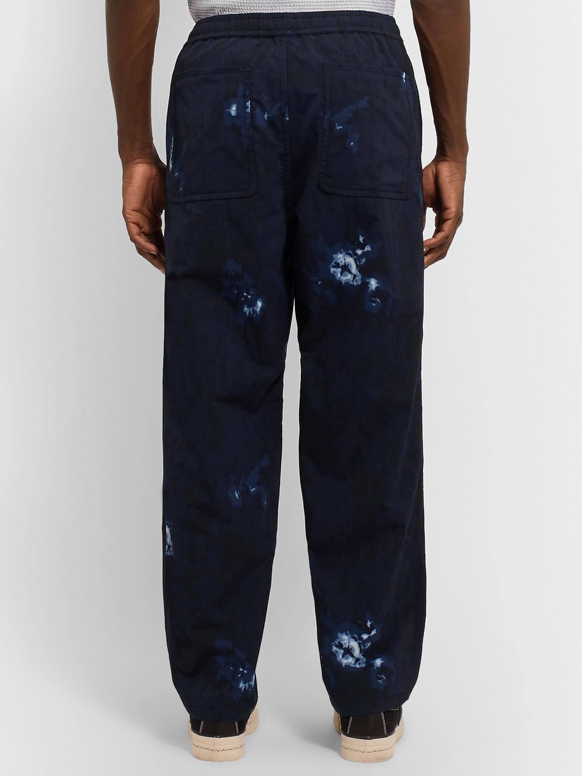 Shop Nanamica Easy Wide-leg Tie-dyed Alphadry Suit Trousers In Blue