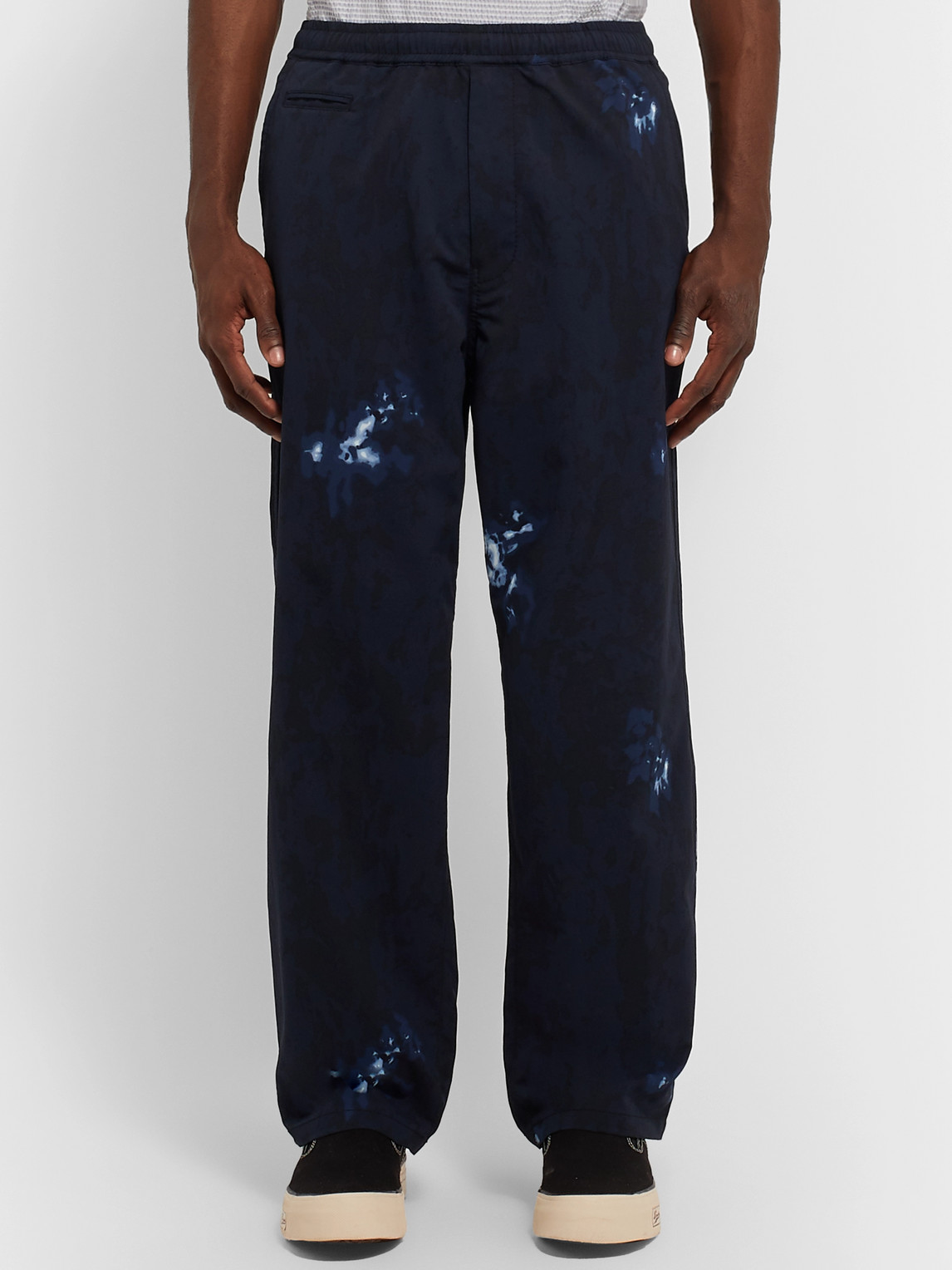 Shop Nanamica Easy Wide-leg Tie-dyed Alphadry Suit Trousers In Blue
