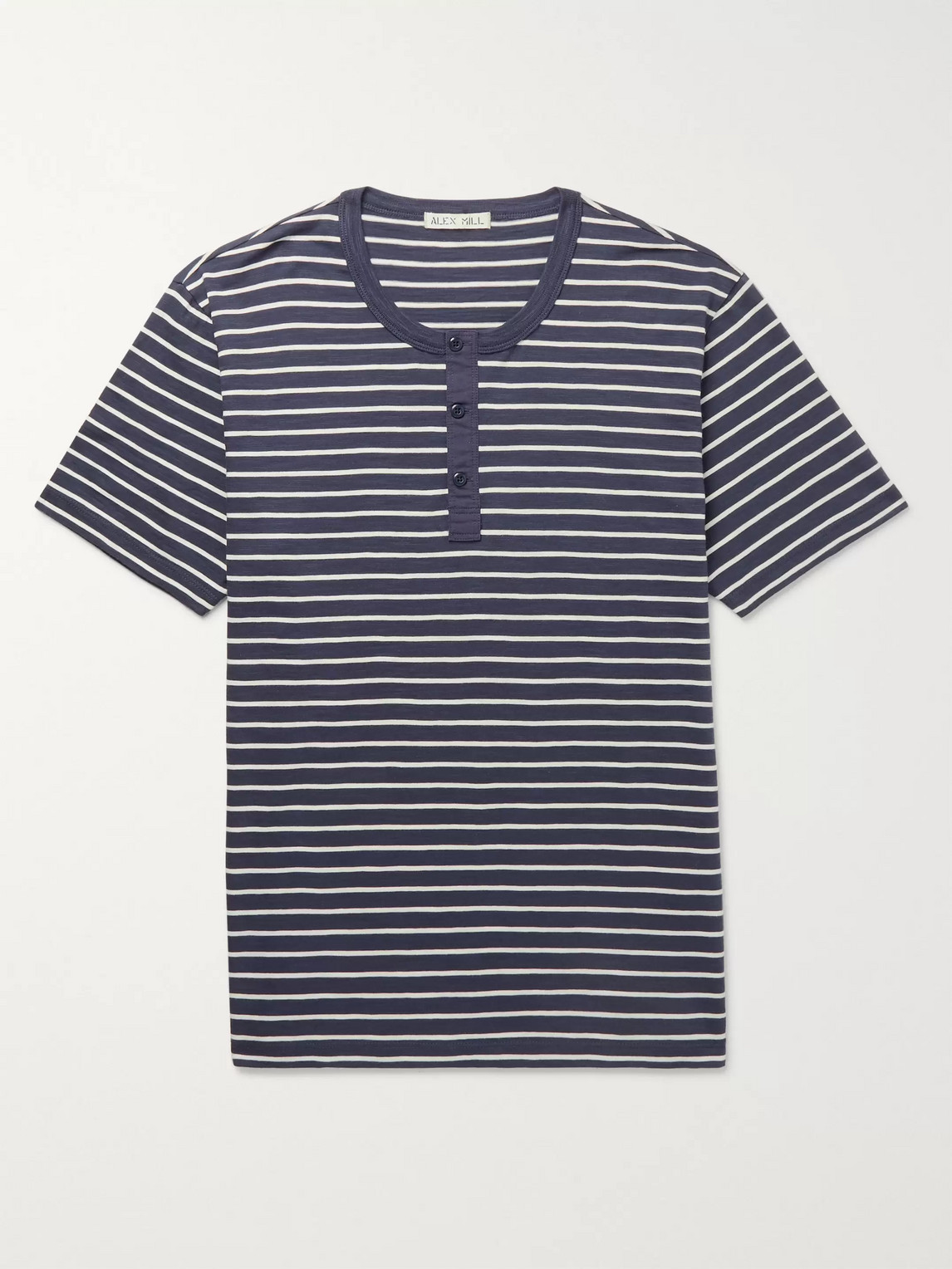 Alex Mill Slim-fit Striped Cotton-jersey Henley T-shirt In Blue