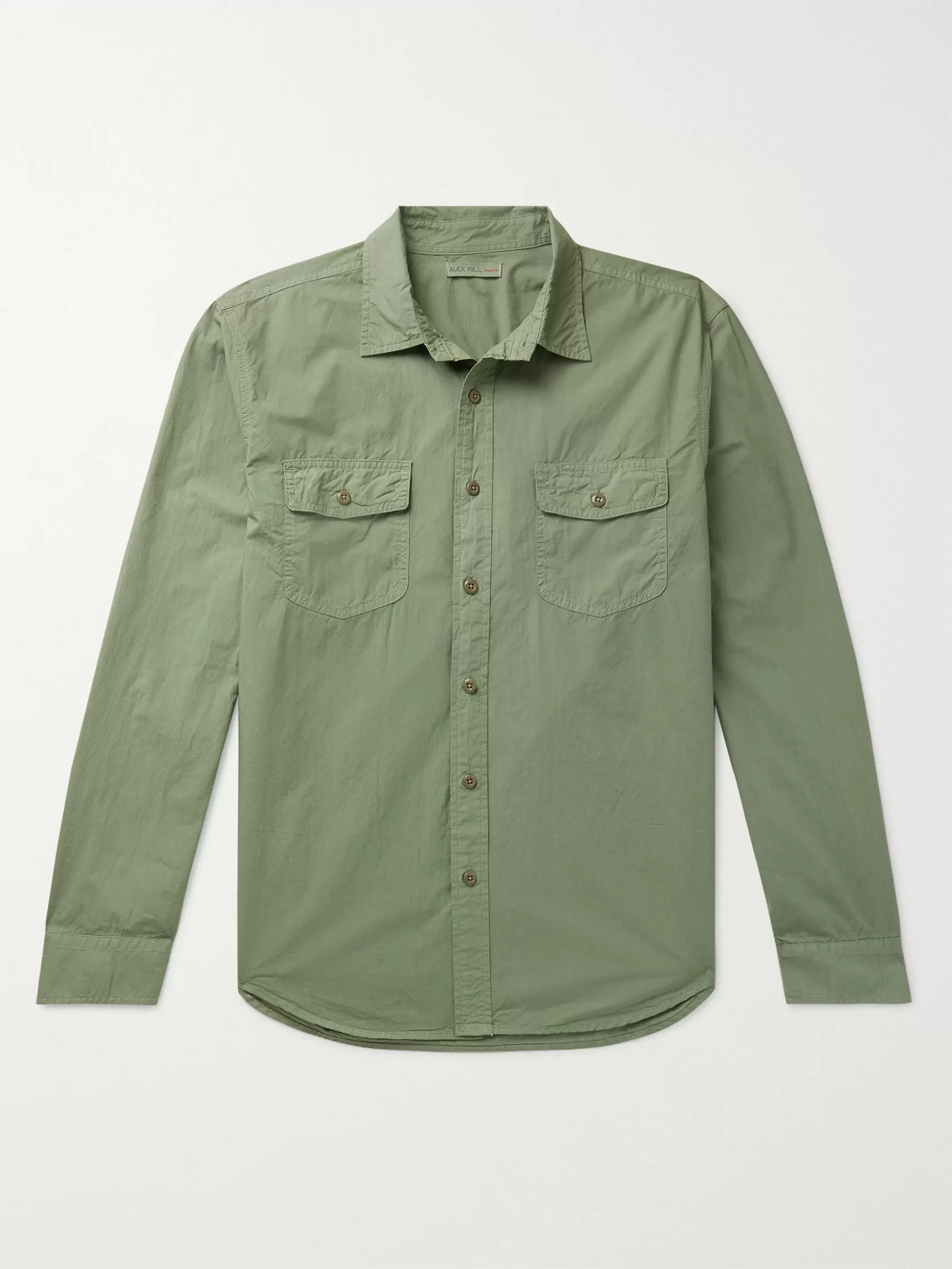 Alex Mill Garment-dyed Cotton-poplin Overshirt In Green