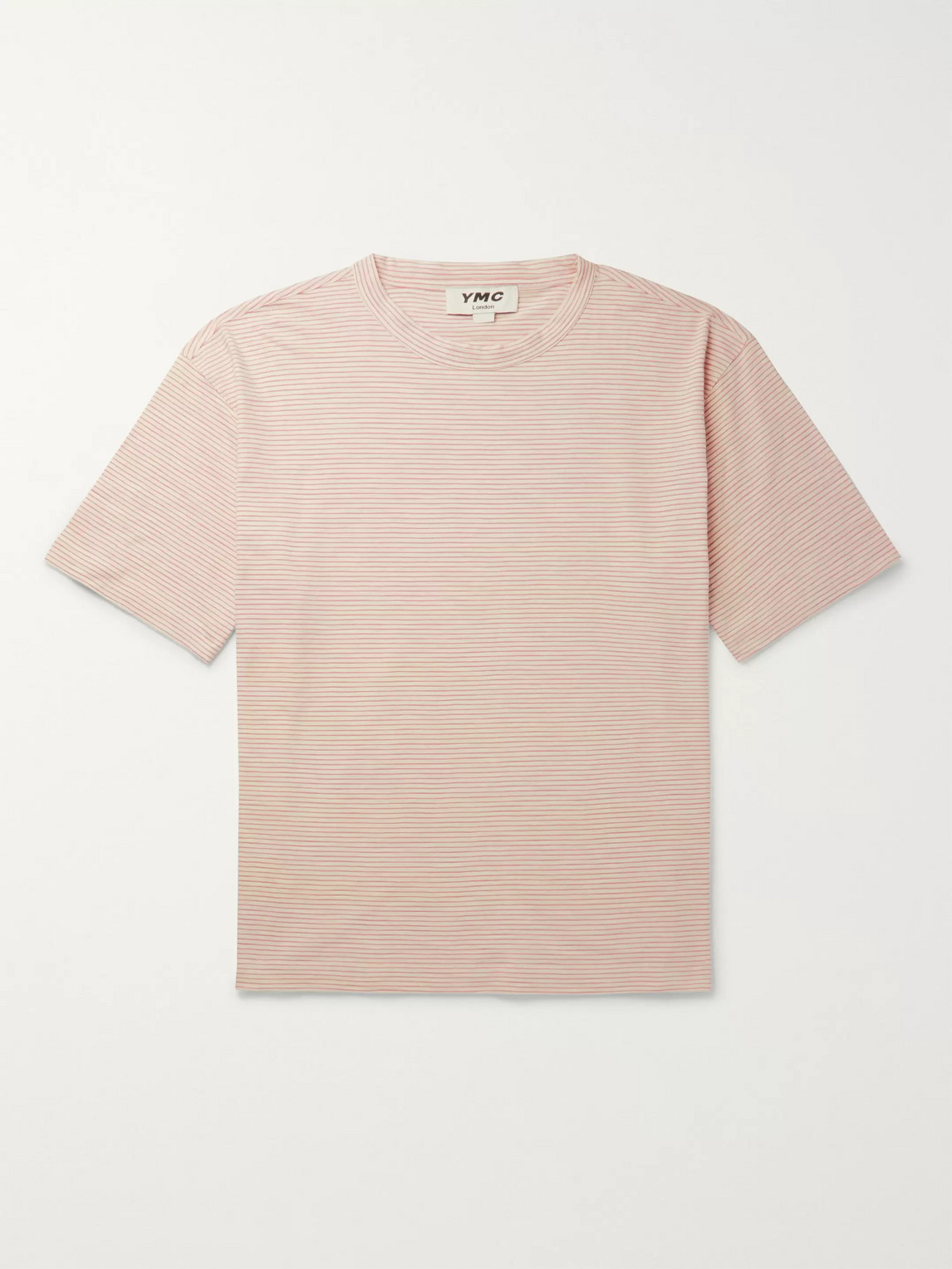 Ymc You Must Create Striped Slub Cotton-jersey T-shirt In Pink