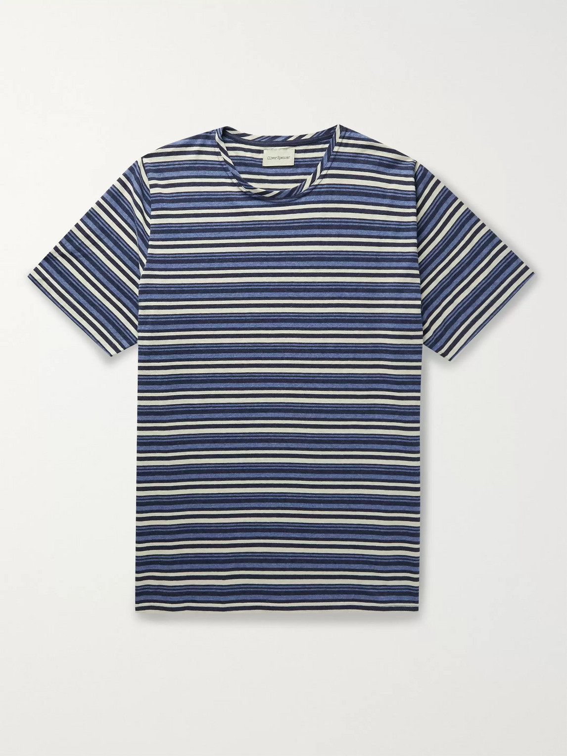 Oliver Spencer Conduit Striped Cotton-jersey T-shirt In Blue