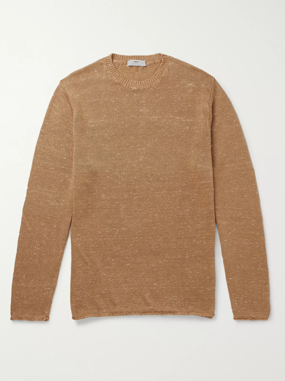 Inis Meain Donegal Linen And Silk-blend Jumper In Brown