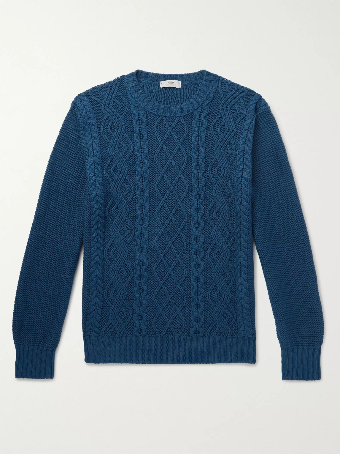 Inis Meain Cable-knit Organic Pima Cotton Jumper In Blue