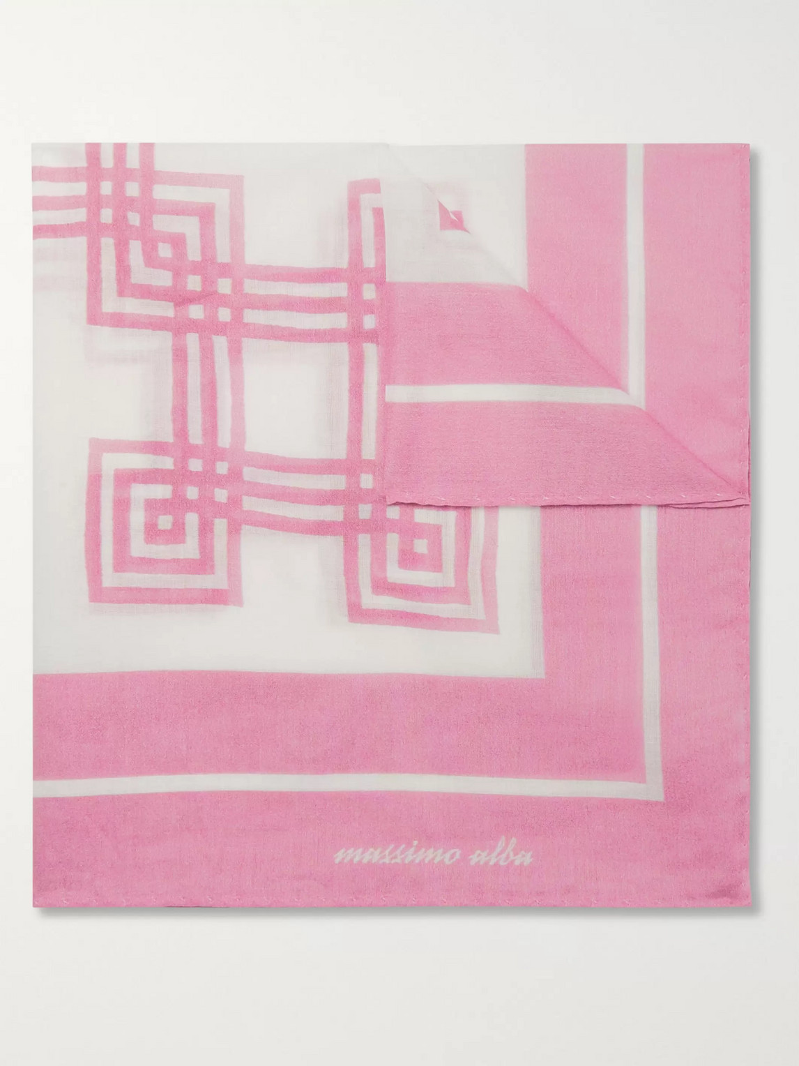 Massimo Alba Printed Cotton Pocket Square In Pink