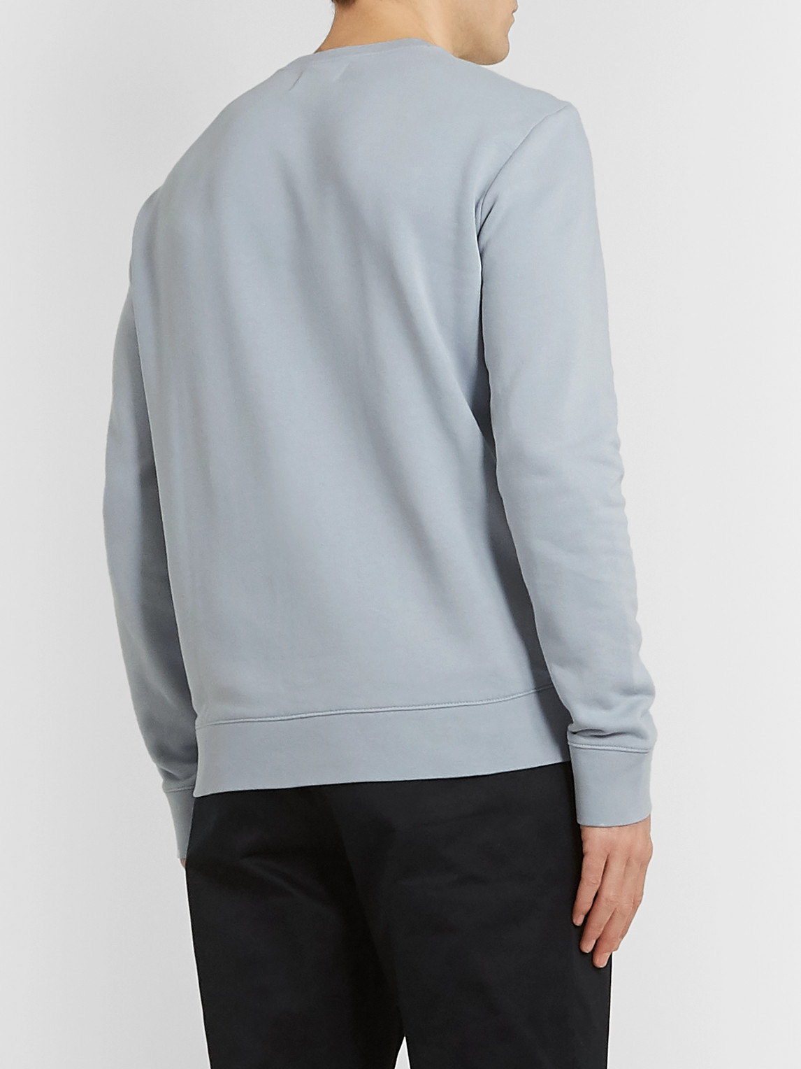 Shop Club Monaco Loopback Cotton-jersey Sweatshirt In Blue