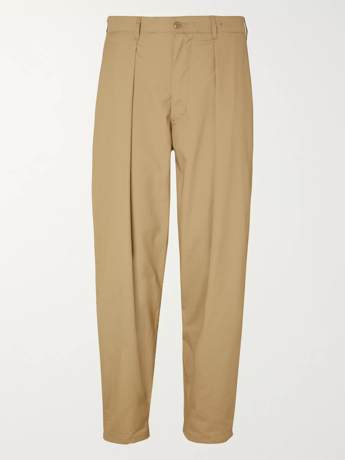 Monitaly Black Tapered Cropped Pleated Segal Ripstop Trousers In Neutrals
