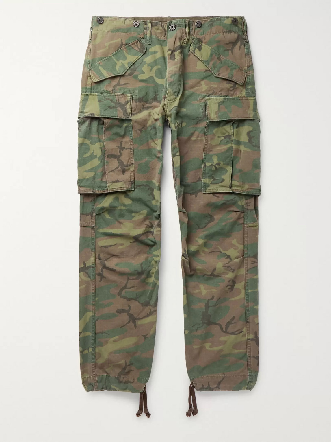 RRL SLIM-FIT TAPERED CAMOUFLAGE-PRINT COTTON-RIPSTOP CARGO TROUSERS