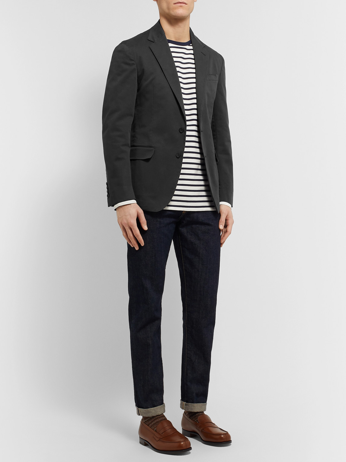 Polo Ralph Lauren Unstructured Garment-dyed Stretch Cotton-twill Blazer In Black