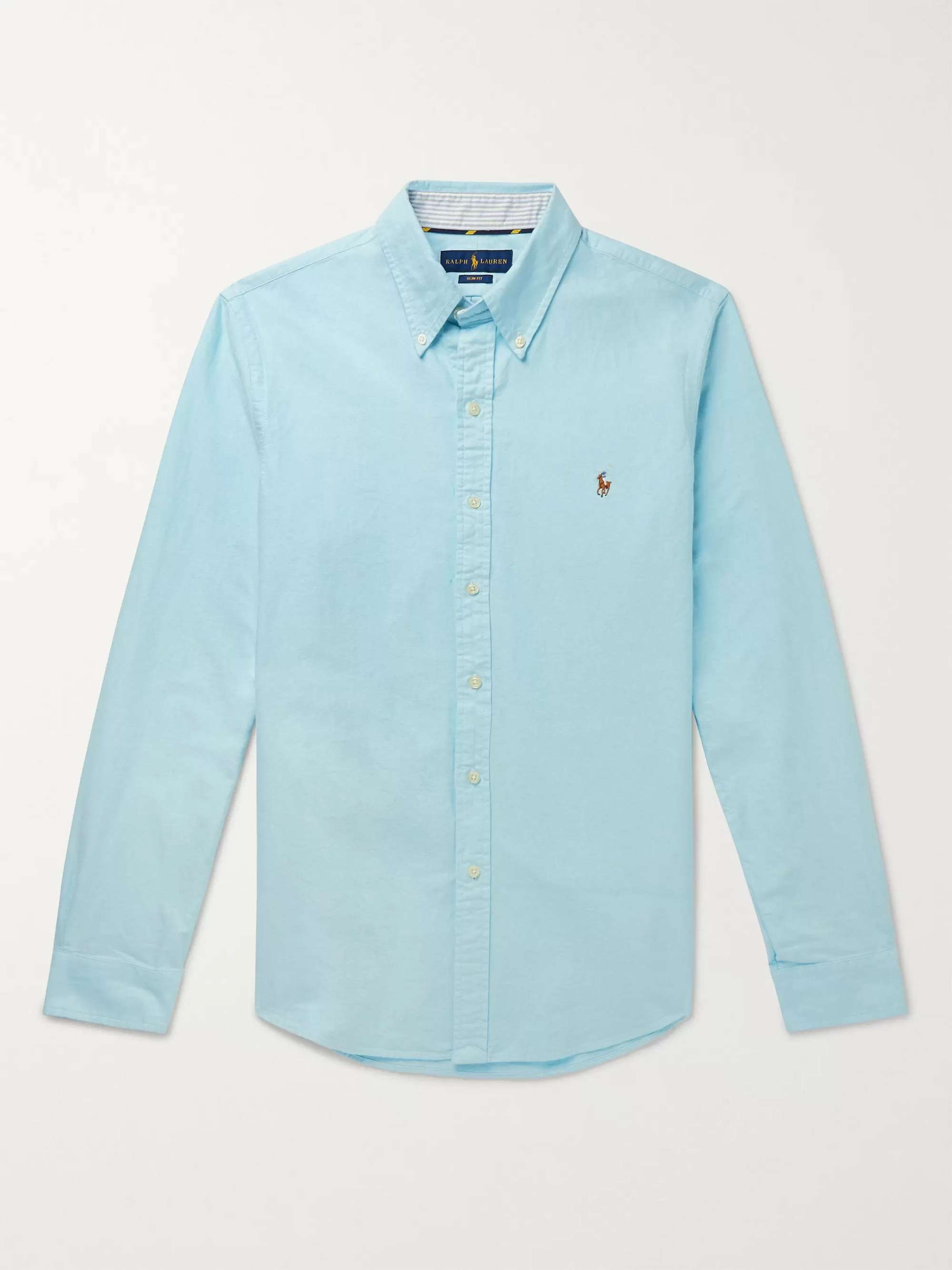 POLO RALPH LAUREN Slim-Fit Button-Down Collar Cotton Oxford Shirt,Blue