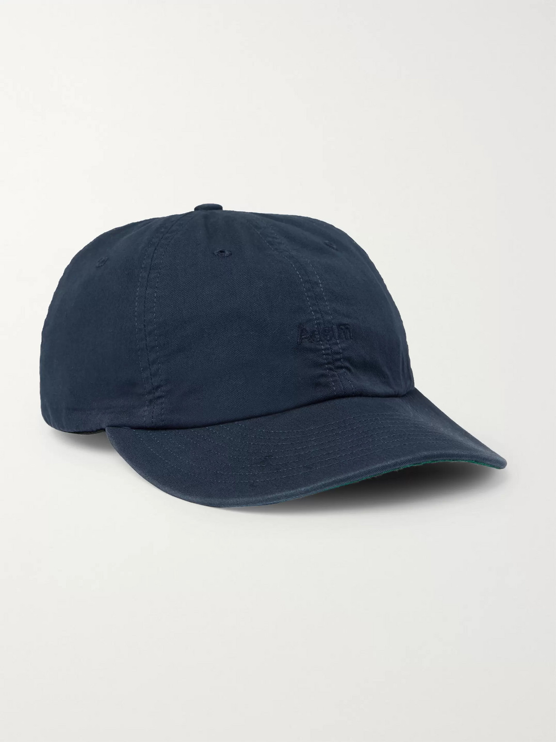 ADSUM LOGO-EMBROIDERED LEATHER-TRIMMED COTTON-TWILL BASEBALL CAP