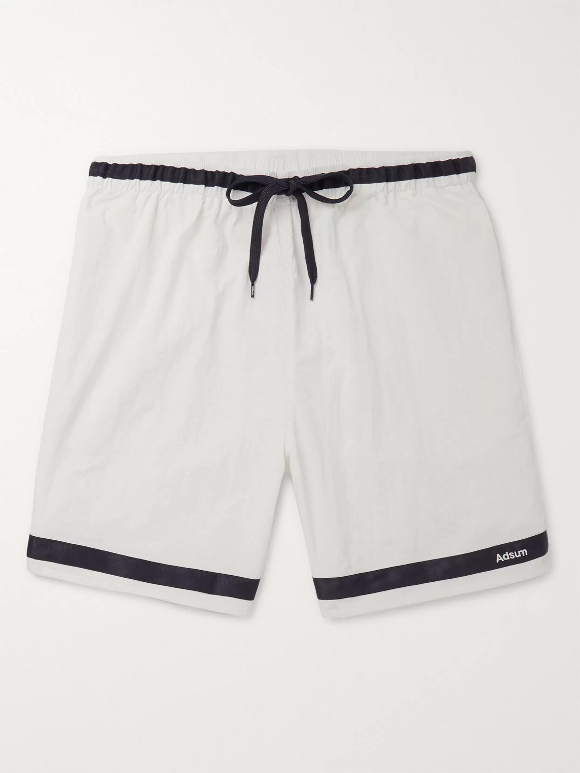 Adsum Effo Wide-leg Logo-embroidered Tape-trimmed Crinkled-shell Shorts In White