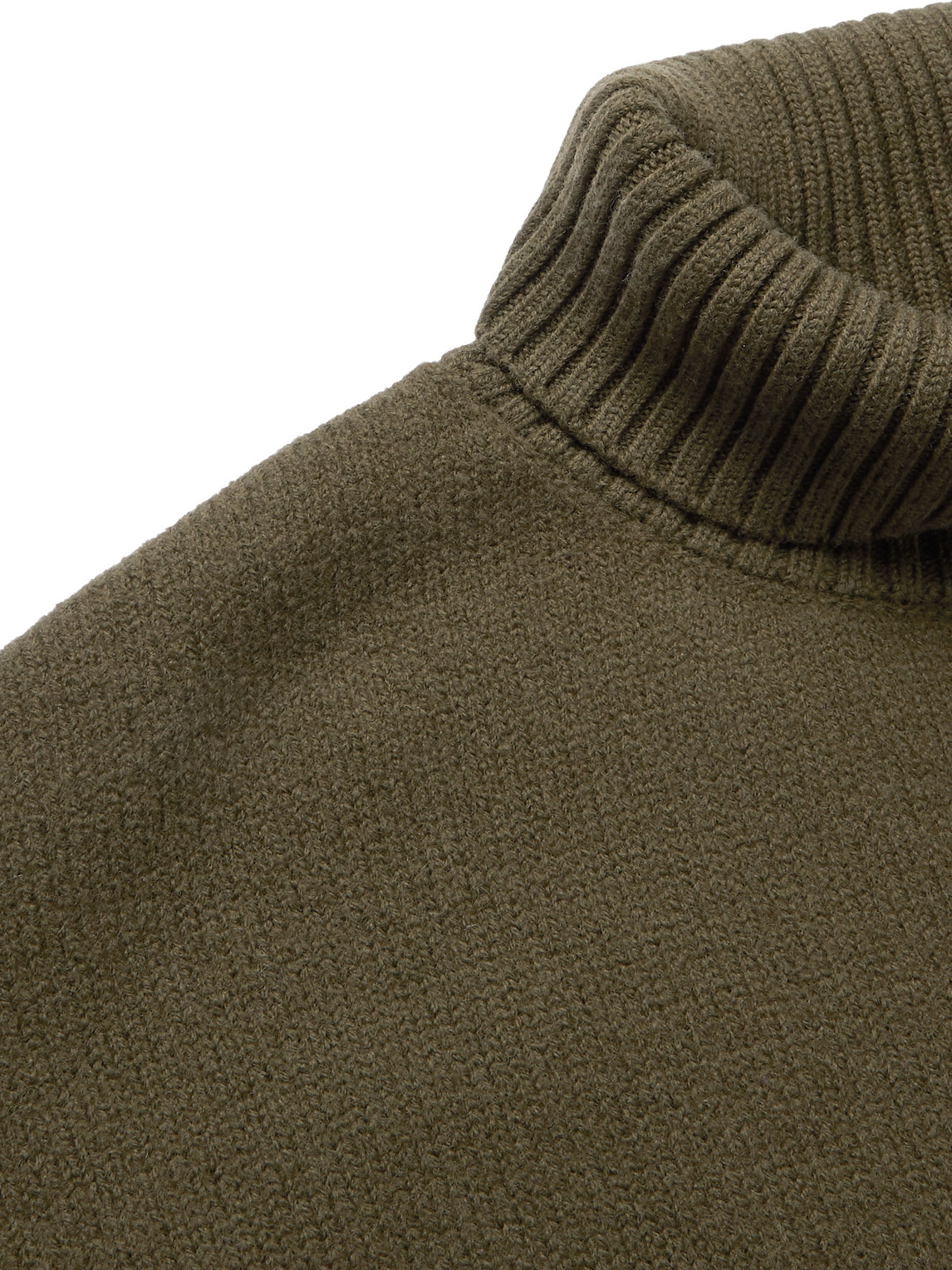 Shop Ami Alexandre Mattiussi Logo-intarsia Merino Wool Rollneck Sweater In Green