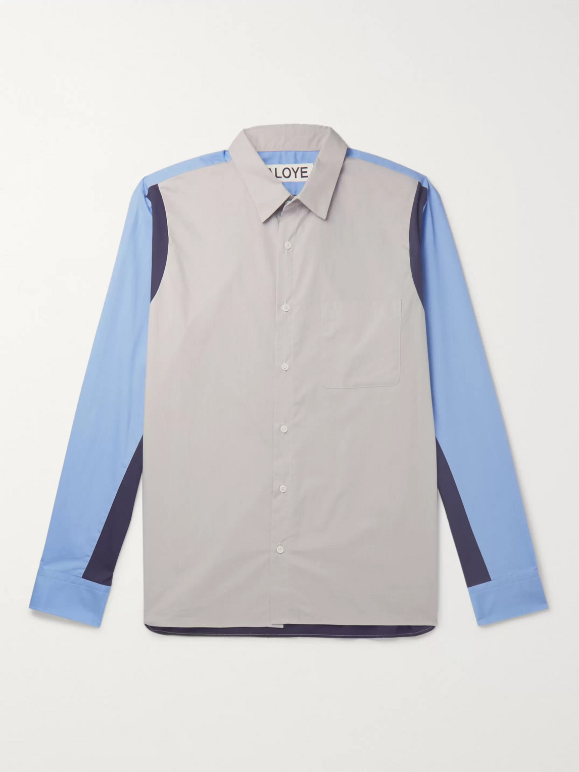 Aloye Colour-block Cotton-poplin Shirt In Gray