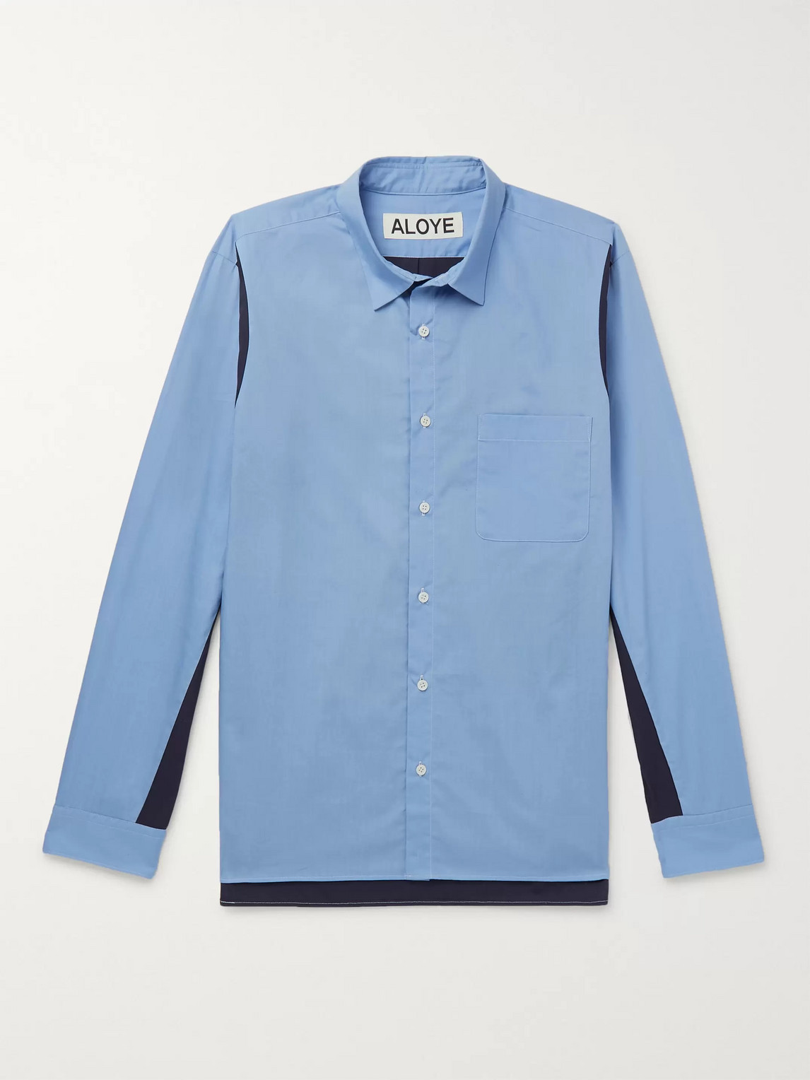 Aloye Colour-block Cotton-poplin Shirt In Blue
