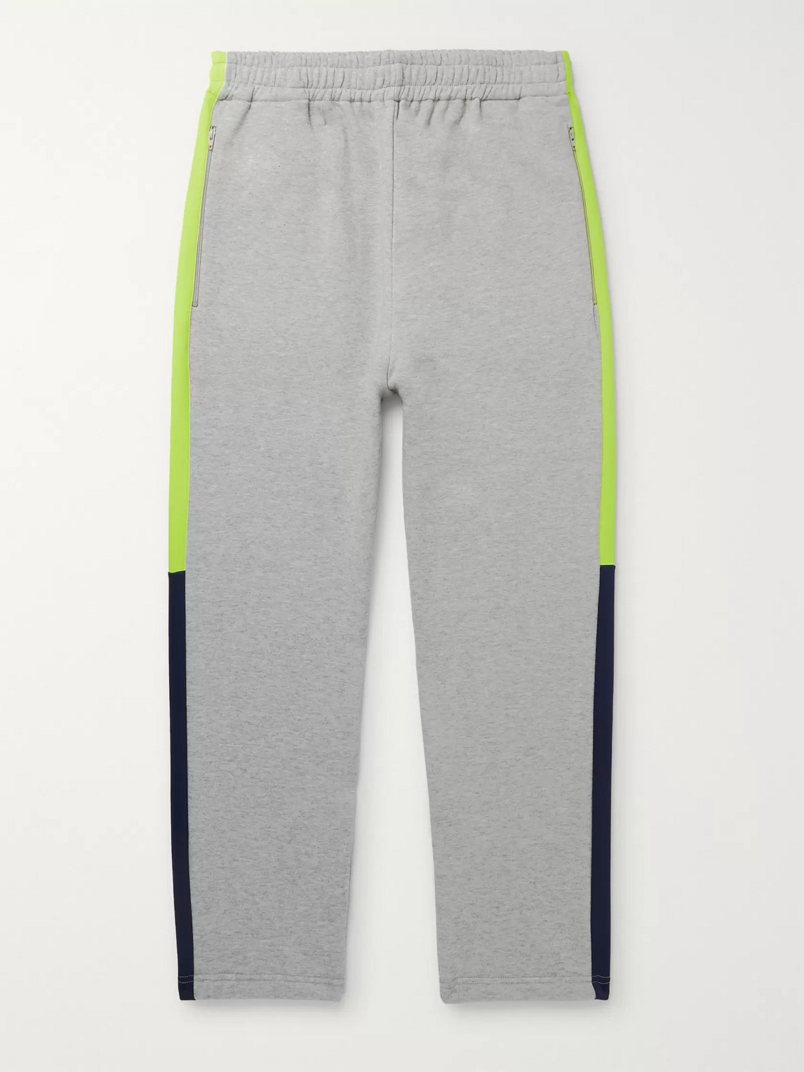 Aloye Tapered Colour-block Mélange Loopback Cotton-jersey Sweatpants In Gray