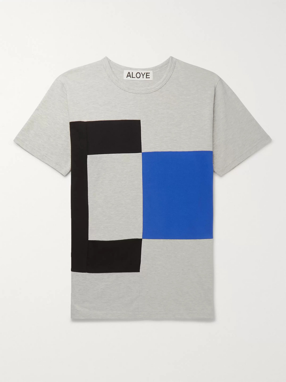 Aloye Colour-block Mélange Cotton-jersey T-shirt In Gray