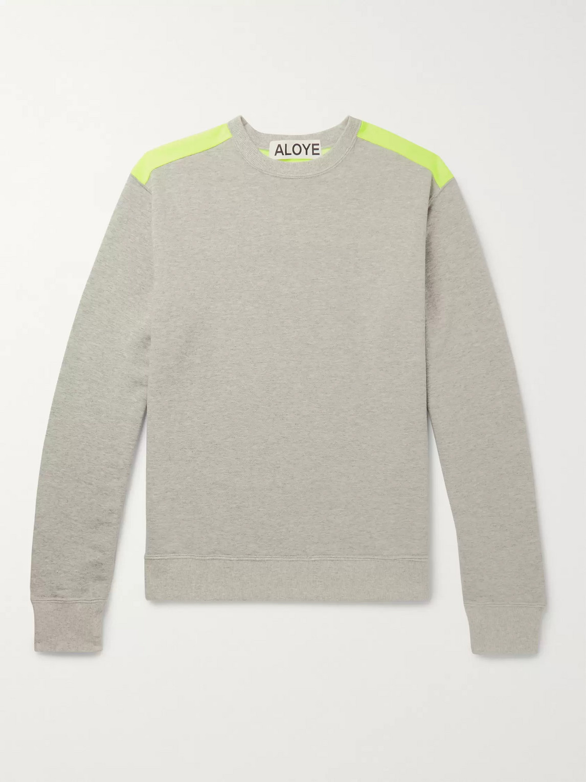 Aloye Colour-block Mélange Neon Loopback Cotton-jersey Sweatshirt In Grey