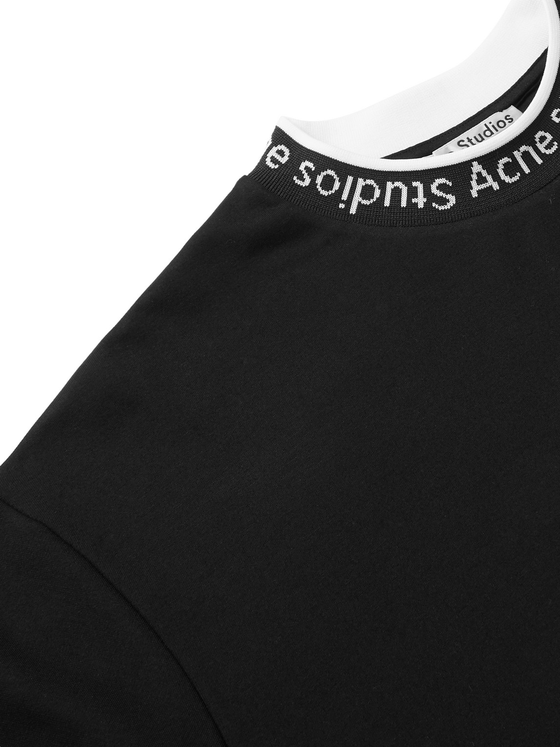 Shop Acne Studios Logo-jacquard Stretch-jersey T-shirt In Black