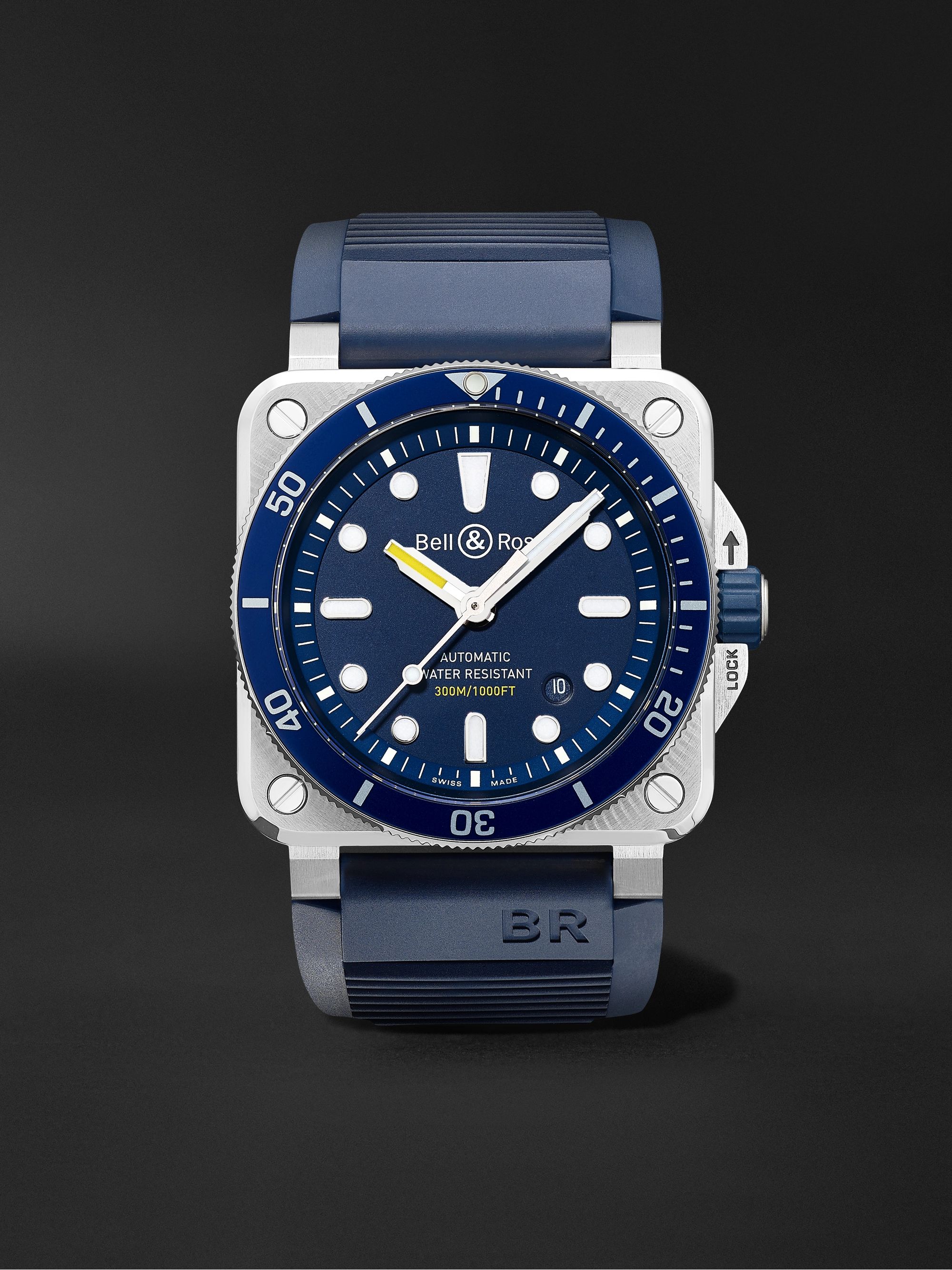 BELL & ROSS BR 03-92 Diver Blue Automatic 42mm Stainless Steel and Rubber Watch, Ref. No. BR0392-D-BU-ST/SRB