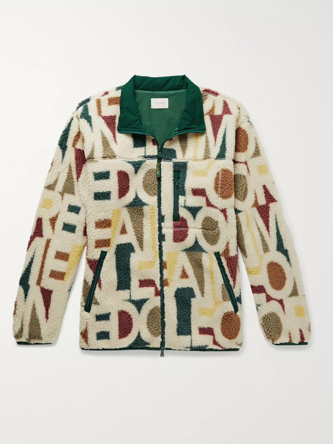 Aimé Leon Dore Shell-trimmed Logo-print Fleece Jacket In Multi