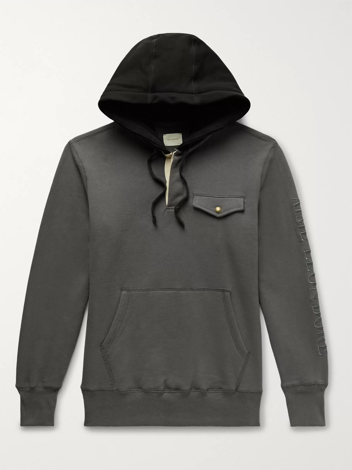 Aimé Leon Dore Logo-embroidered Colour-block Loopback Cotton-jersey Hoodie In Gray