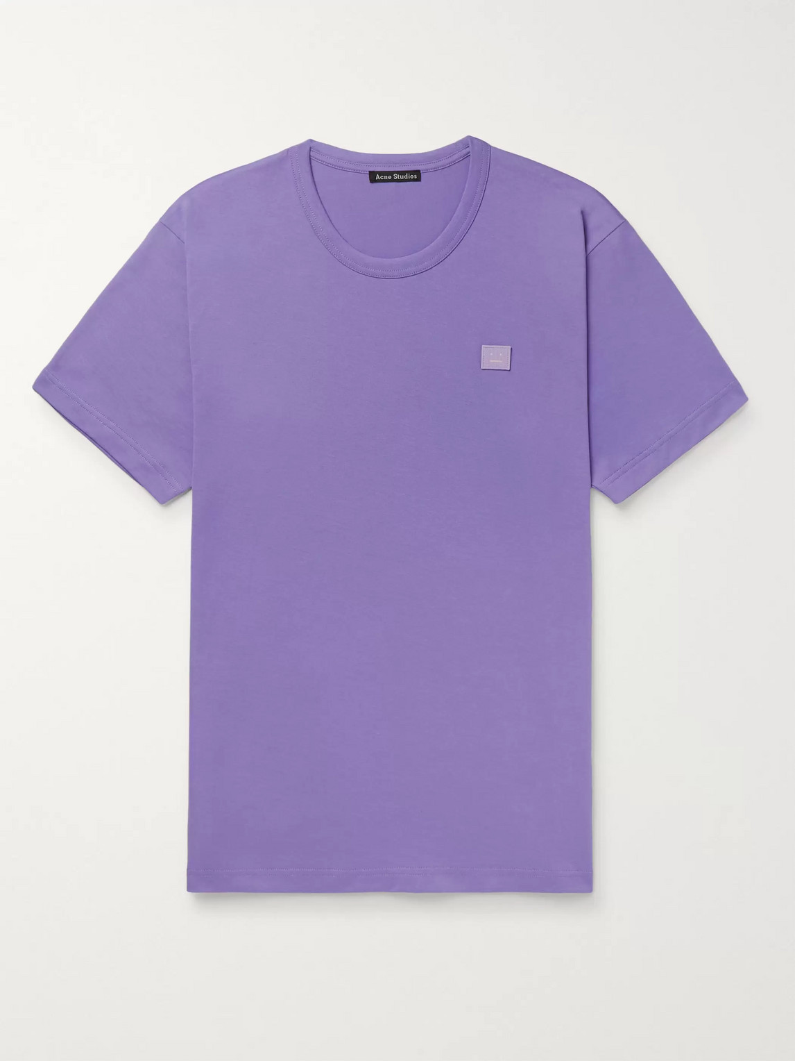 Acne Studios Logo-appliquéd Mélange Cotton-jersey T-shirt In Purple