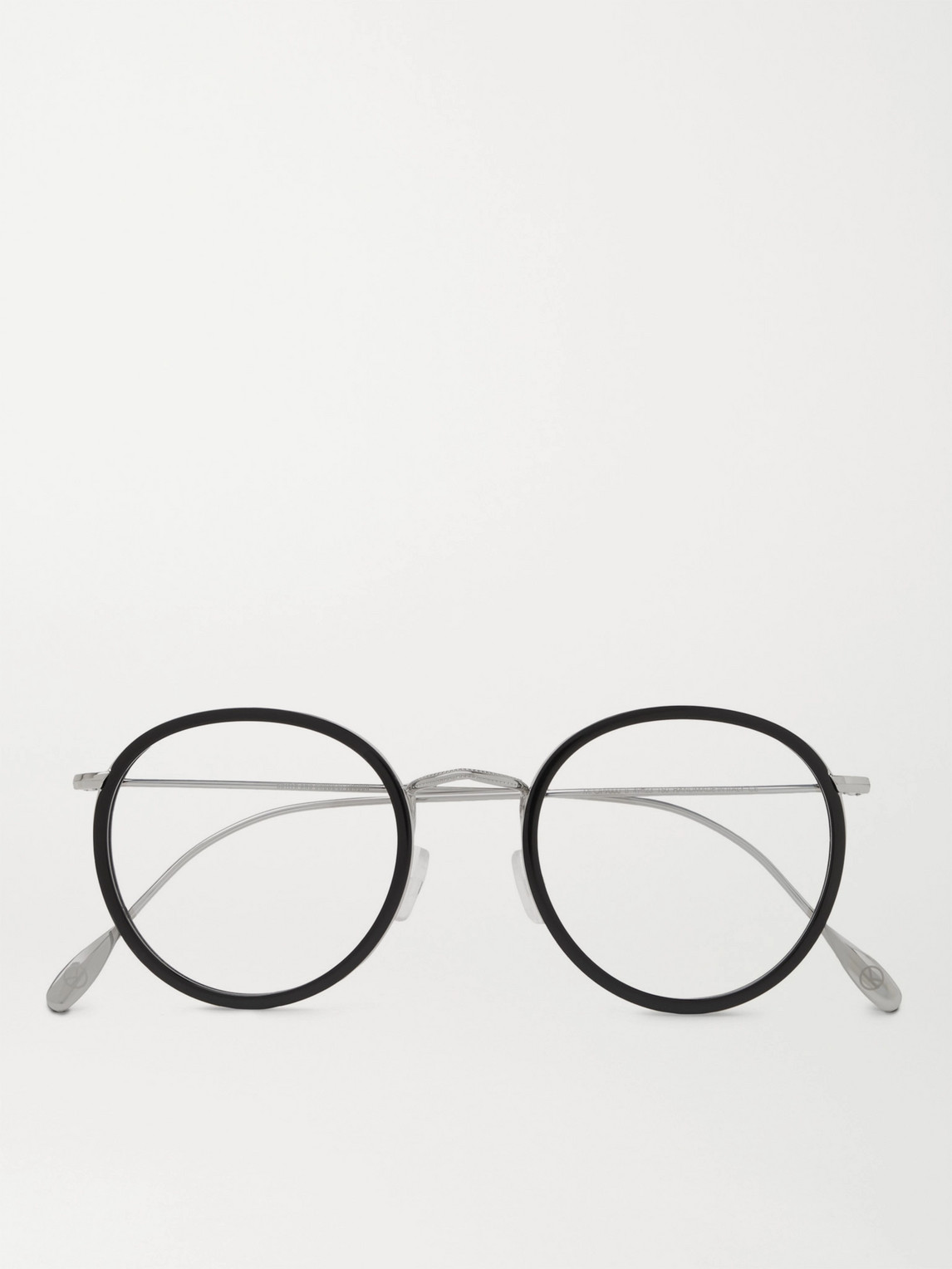Kingsman Cutler And Gross Round-frame Acetate And Silver-tone Optical Glasses In Black