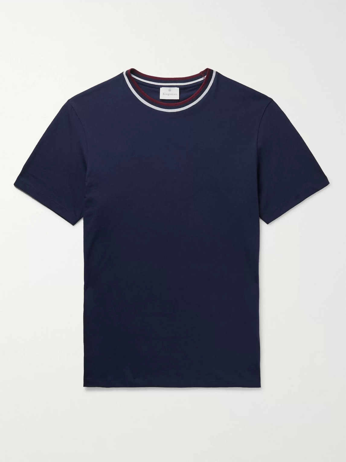 Kingsman Contrast-tipped Cotton And Cashmere-blend Jersey T-shirt In Blue